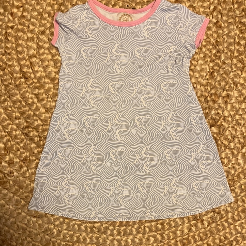 TBBC Wilmington Waves Pattern Dress with Pink Trim size 6